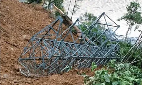 Khẩn trương khắc phục sự cố sạt lở làm ngã đổ cột điện 110kV Phước Sơn