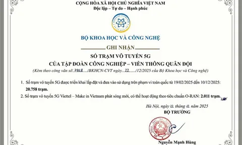 Bộ Khoa học và Công nghệ ghi nhận Viettel hoàn thành cam kết triển khai mạng 5G
