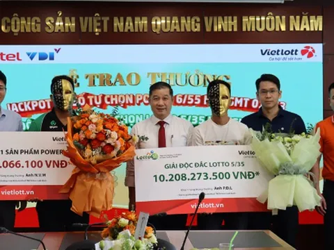 Vietlott trao giải jackpot 1 power 6/55 và độc đắc lotto 5/35 đến 2 thuê bao Viettel