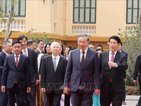 Tổng Bí thư Tô Lâm, Chủ tịch nước Lương Cường dự khánh thành công trình Trụ sở làm việc Cơ quan Chủ tịch nước