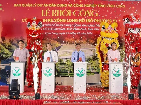 Vĩnh long: Khởi công gói thầu công trình kè sông Long Hồ, vốn đầu tư hơn 224 tỷ đồng